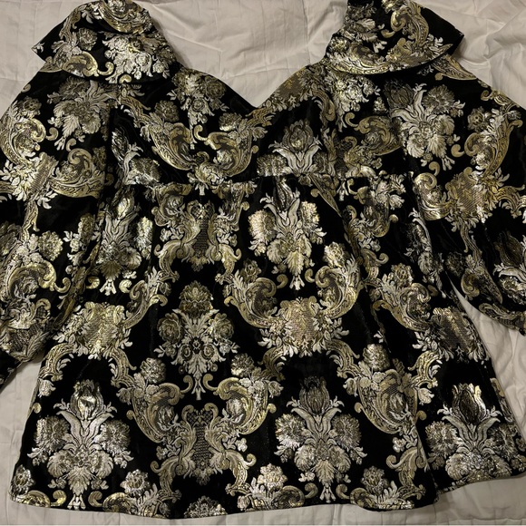 ASOS LUXE Curve jacquard baby doll mini dress with puff sleeves 16 - Picture 5 of 9